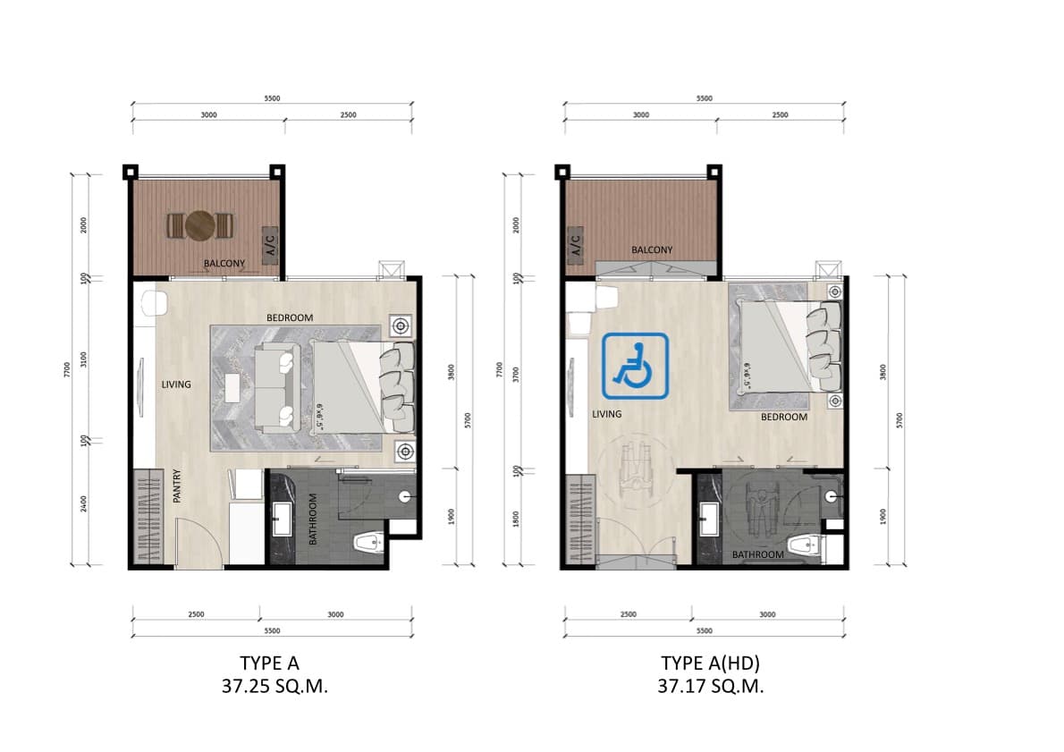 Pool-view suite layout