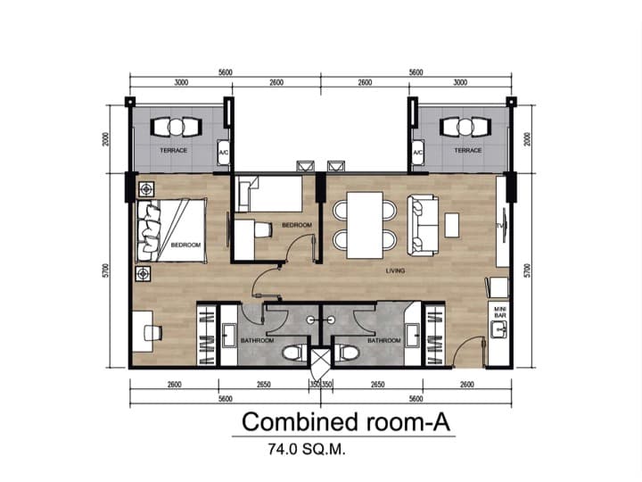 2-bedroom residence layout